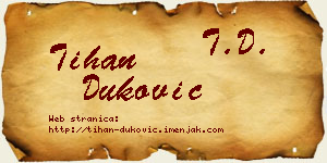 Tihan Duković vizit kartica